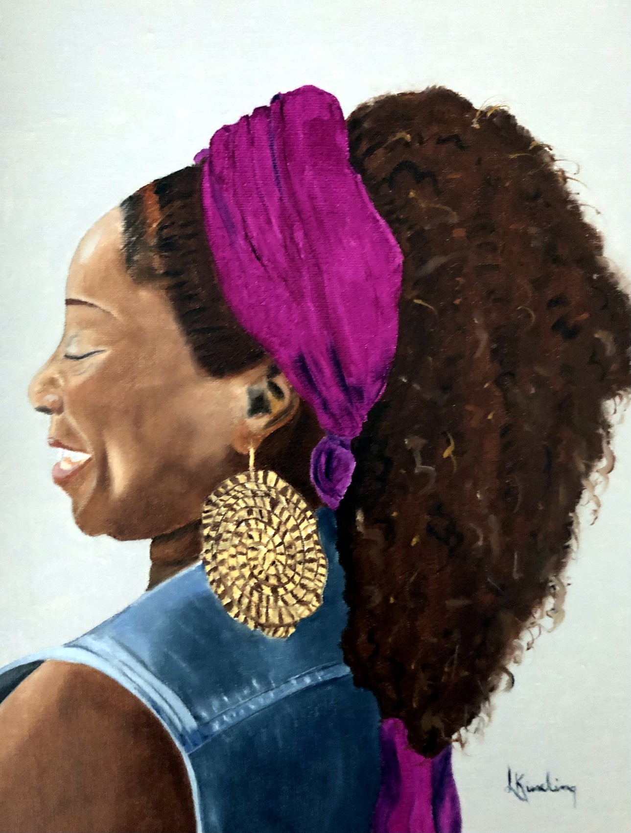 Crowning Glory oil portrait painting on linen board by Lenore Kieseling