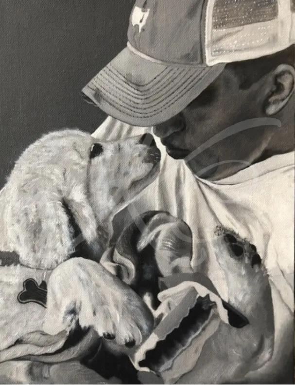 Love's First Kiss pet portrait oil painting by Lenore Kieseling